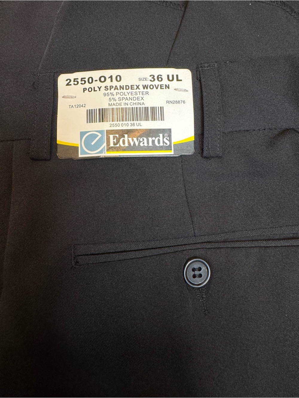 Edward’s Men's Black Poly Spandex Woven Pants Size 36UL NWT. Bundle of 2